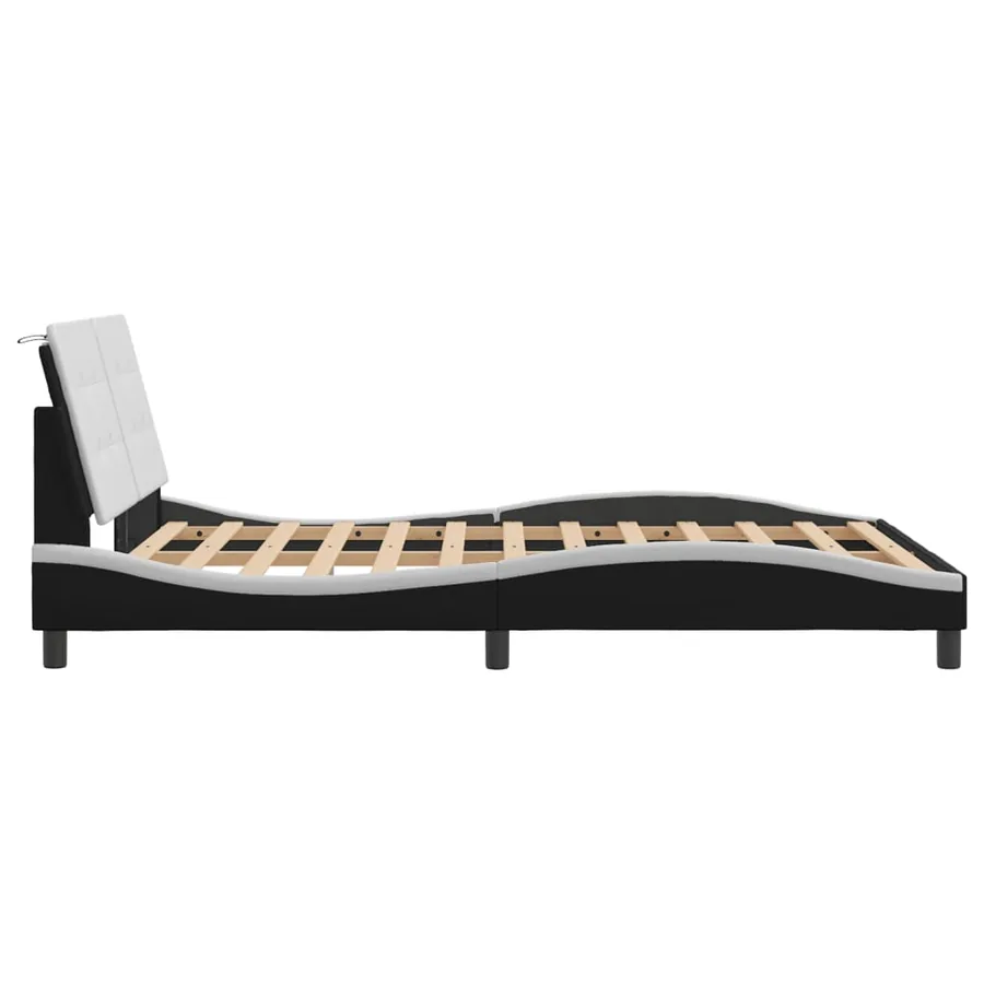 Cadre de lit avec LED sans matelas Zadar noir et blanc 140x200 cm - 8