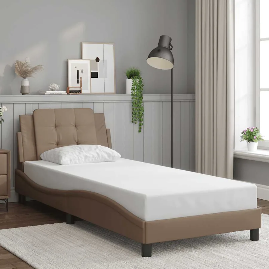 Cadre de lit sans matelas Zadar cappuccino 90x200 cm similicuir