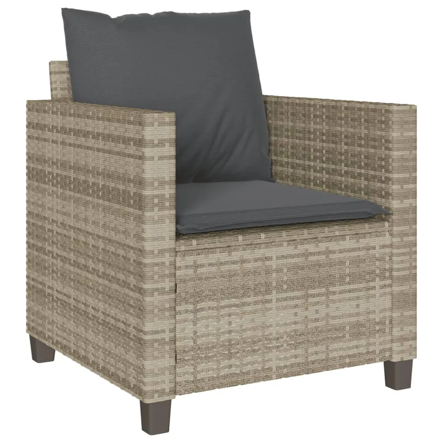 Ensemble de bistro 3 pcs et coussins gris clair résine tressée - 4