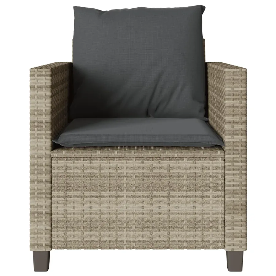 Ensemble de bistro 3 pcs et coussins gris clair résine tressée - 5