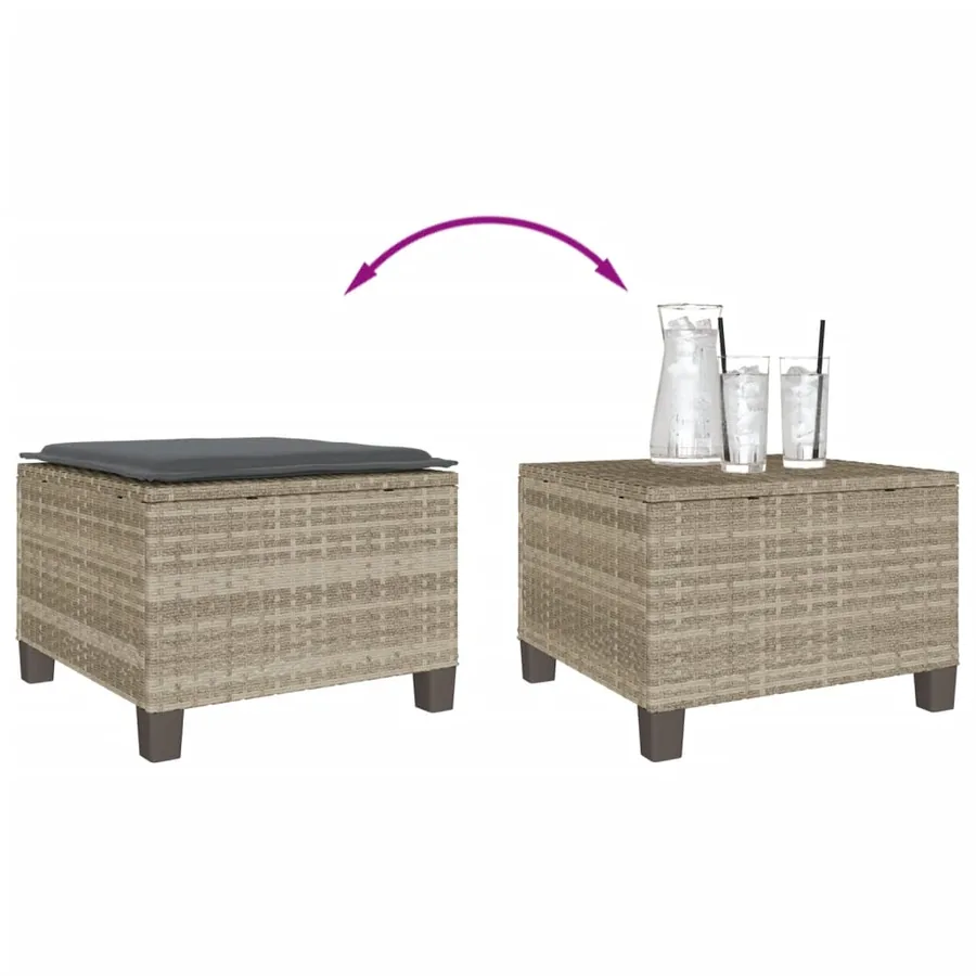 Ensemble de bistro 3 pcs et coussins gris clair résine tressée - 9