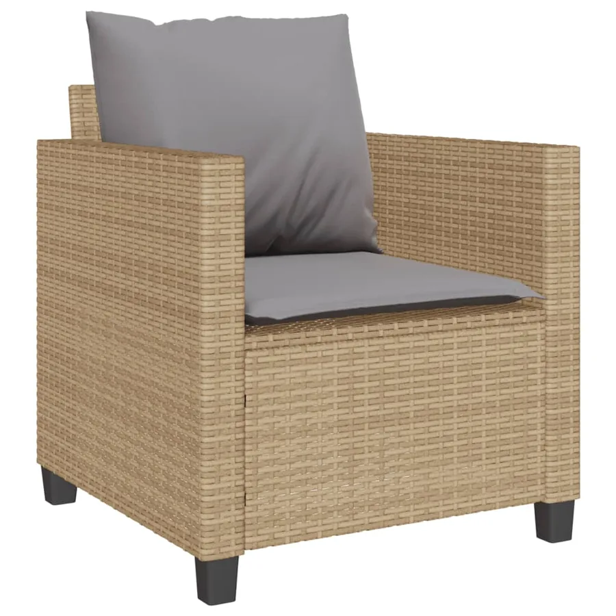 Ensemble de bistro 3 pcs avec coussins beige résine tressée - 4