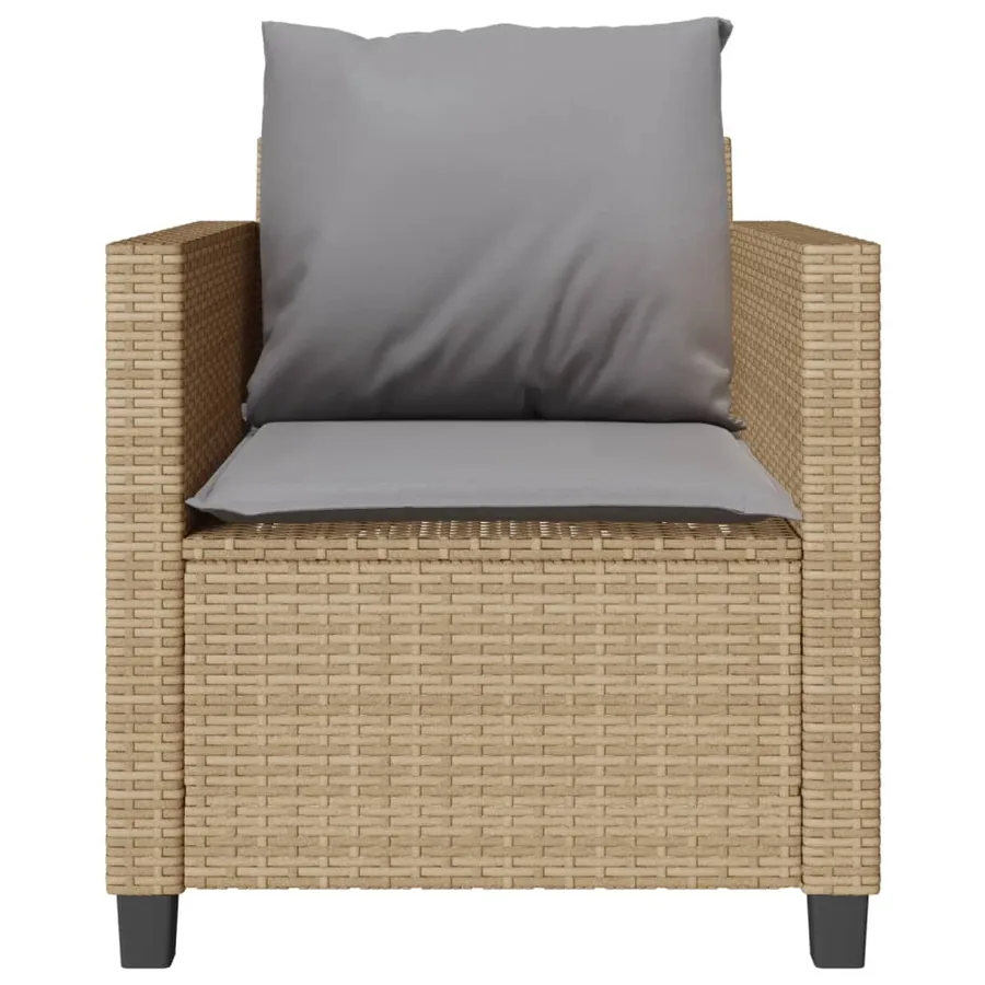 Ensemble de bistro 3 pcs avec coussins beige résine tressée - 5