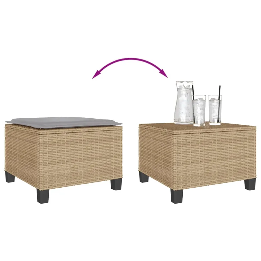 Ensemble de bistro 3 pcs avec coussins beige résine tressée - 9