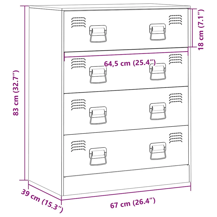 Buffet blanc 67x39x83 cm acier - 14