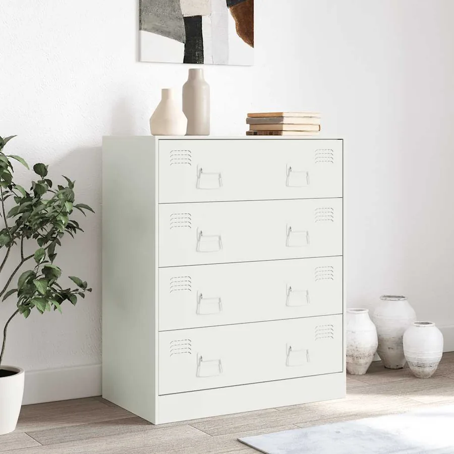 Buffet blanc 67x39x83 cm acier - 3