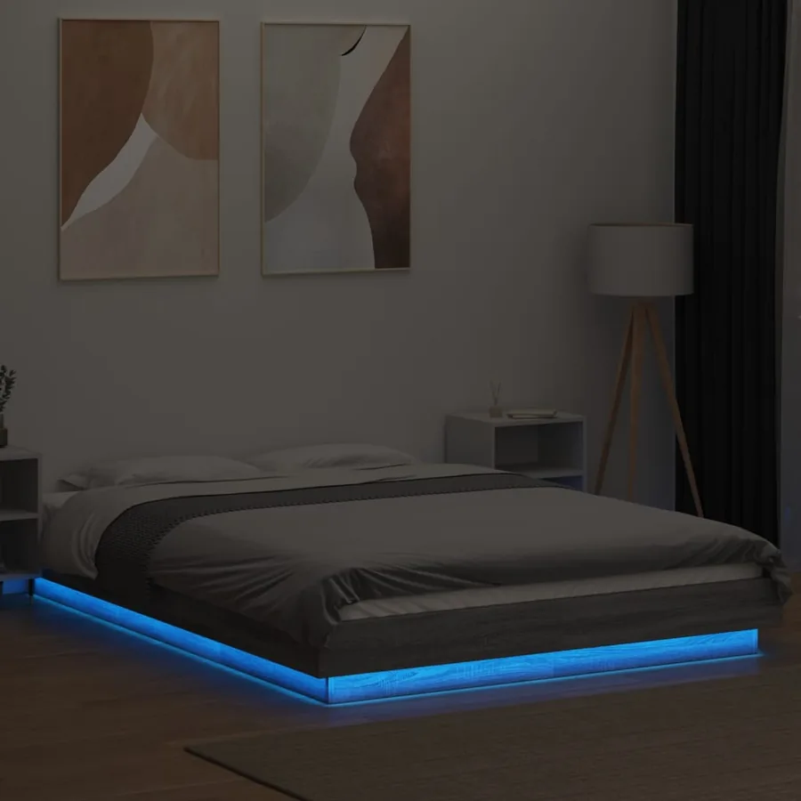 Cadre de lit et lumières LED sans matelas sonoma gris 140x190cm - 4