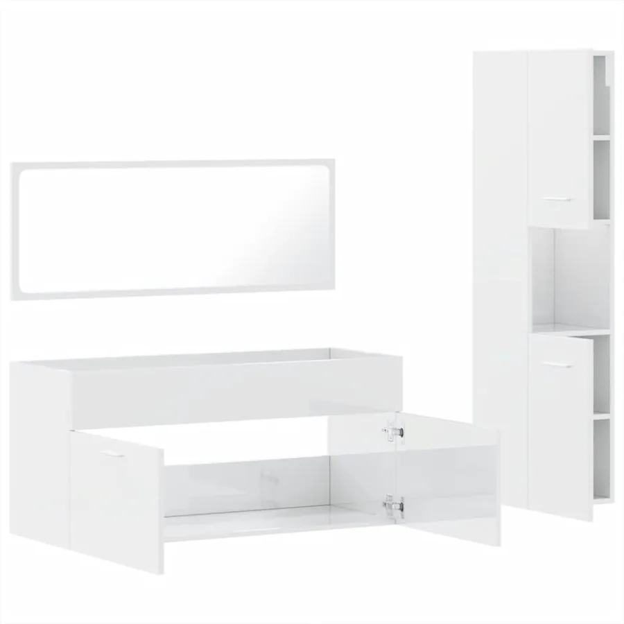 Ensemble de meubles de salle de bain 3 pcs blanc brillant - 8