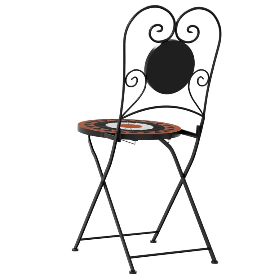Chaises de bistro pliables lot de 2 terre cuite blanc céramique - 7