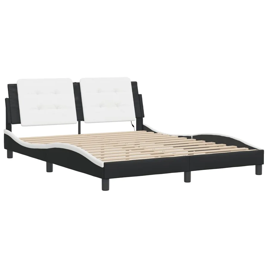 Cadre de lit avec LED sans matelas Zadar noir et blanc 160x200 cm - 3