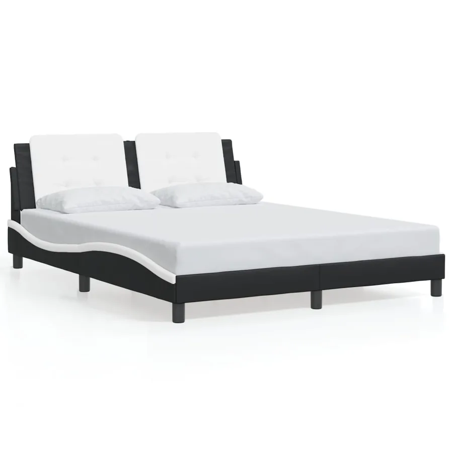 Cadre de lit avec LED sans matelas Zadar noir et blanc 160x200 cm - 5