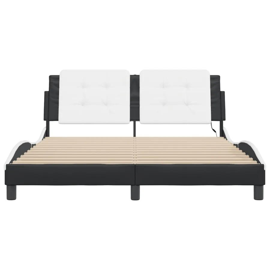 Cadre de lit avec LED sans matelas Zadar noir et blanc 160x200 cm - 6