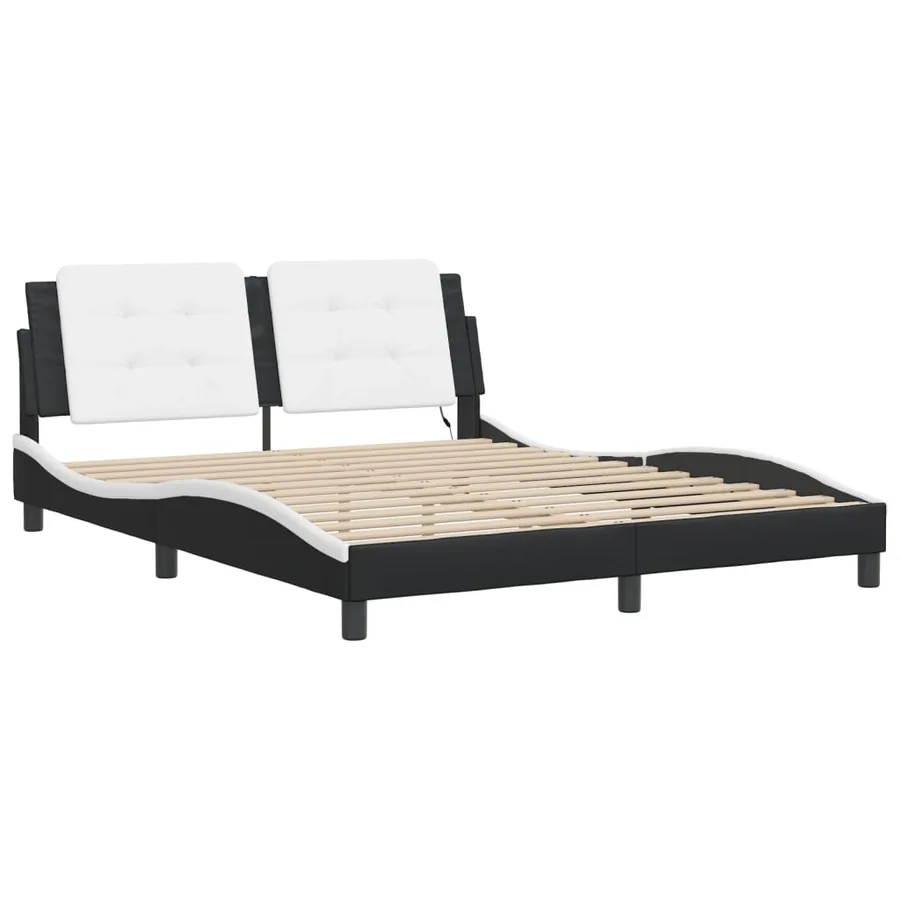 Cadre de lit avec LED sans matelas Zadar noir et blanc 160x200 cm - 7