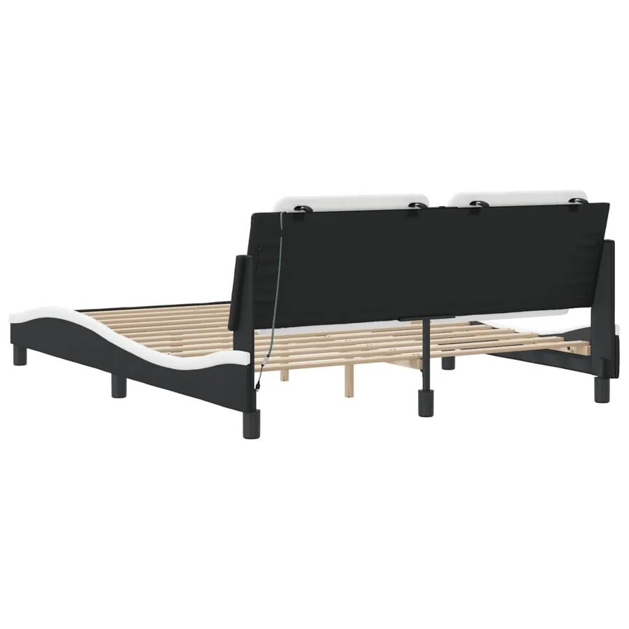 Cadre de lit avec LED sans matelas Zadar noir et blanc 160x200 cm - 9