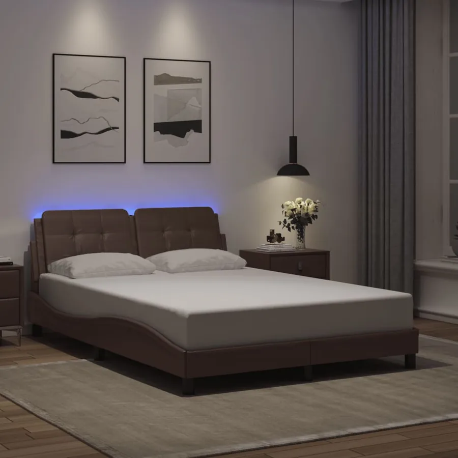 Cadre de lit avec LED sans matelas Zadar gris 120x200 cm