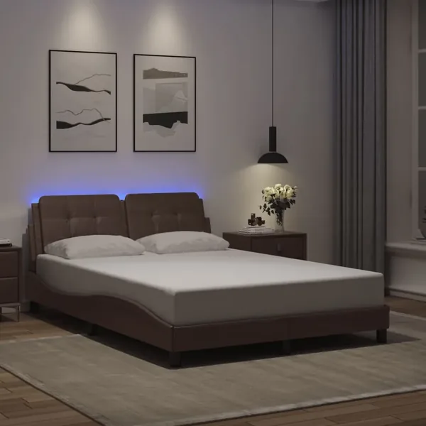 Cadre de lit avec LED sans matelas Zadar gris 120x200 cm