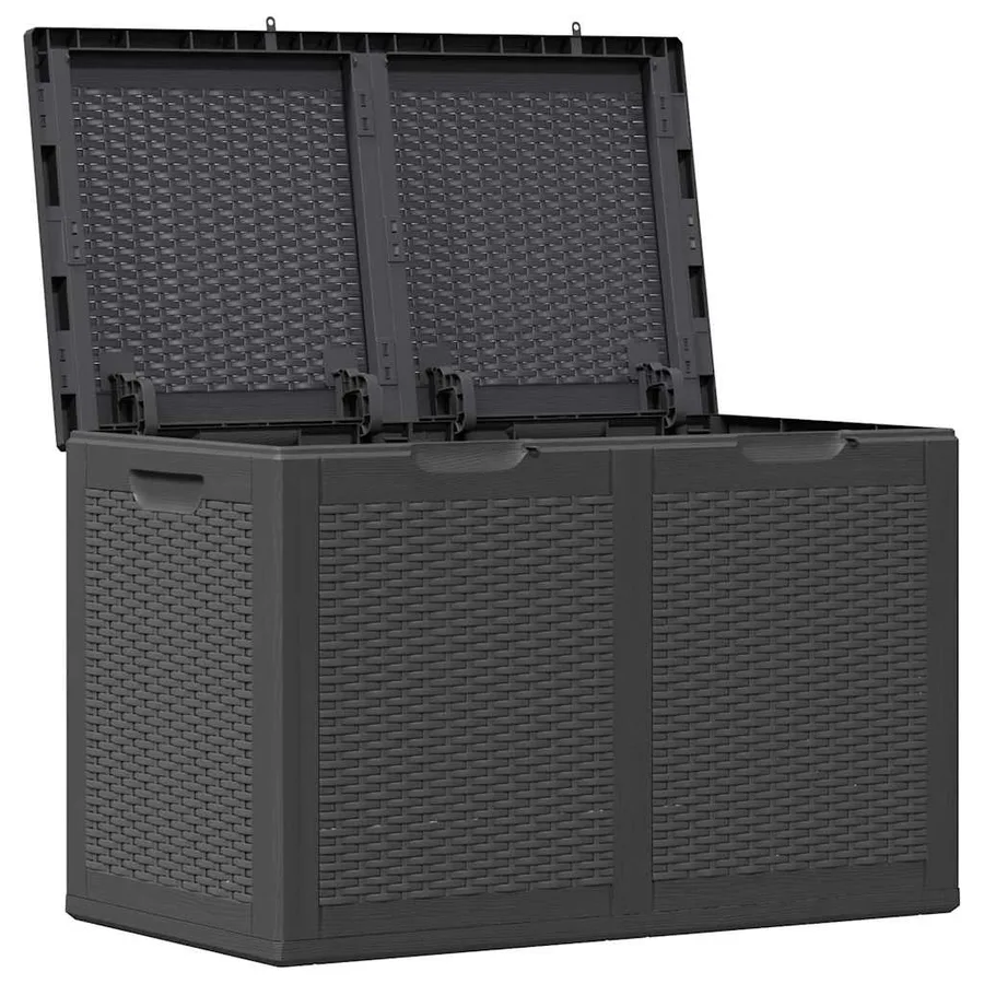 Boîte de rangement de jardin 180 L Noir PP Rotin - 3