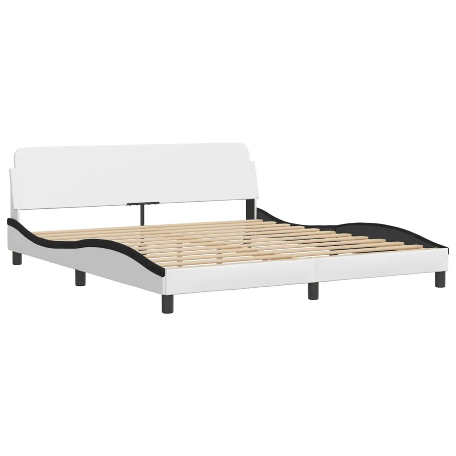 Lit avec matelas Zadar blanc et noir 180x200 cm similicuir - 4