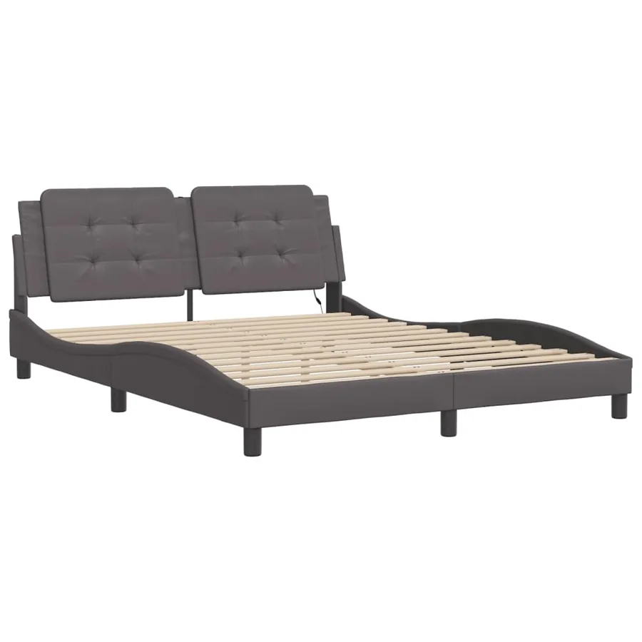 Cadre de lit avec LED sans matelas Zadar gris 160x200 cm - 3