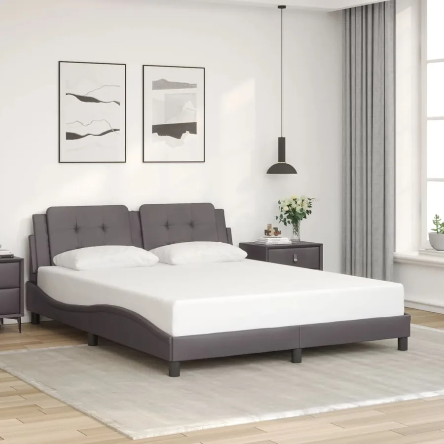Cadre de lit avec LED sans matelas Zadar gris 160x200 cm - 4