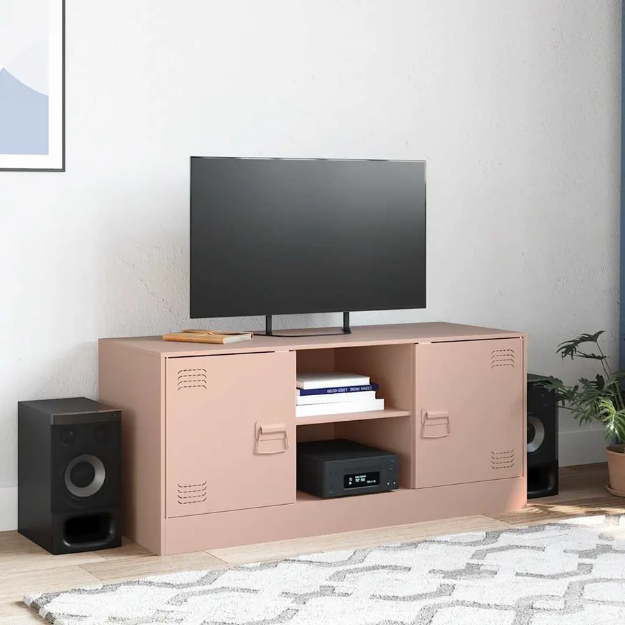 Meuble TV rose 99x39x44 cm acier - 3