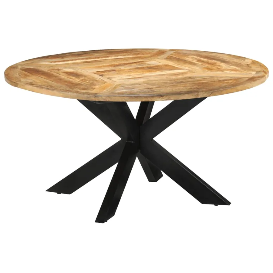Table à dîner Ø150x76 cm bois de manguier massif brut - 10