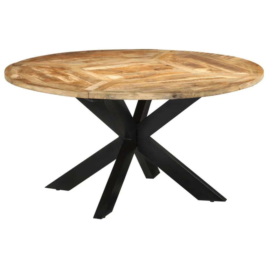 Table à dîner Ø150x76 cm bois de manguier massif brut - 11