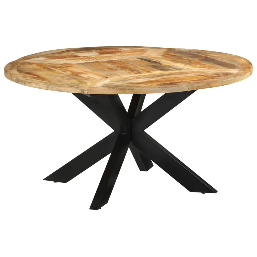 Table à dîner Ø150x76 cm bois de manguier massif brut - 12