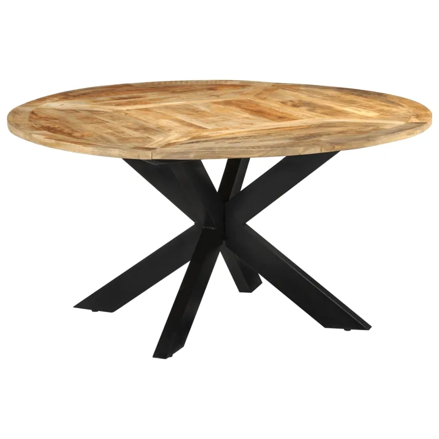 Table à dîner Ø150x76 cm bois de manguier massif brut - 9