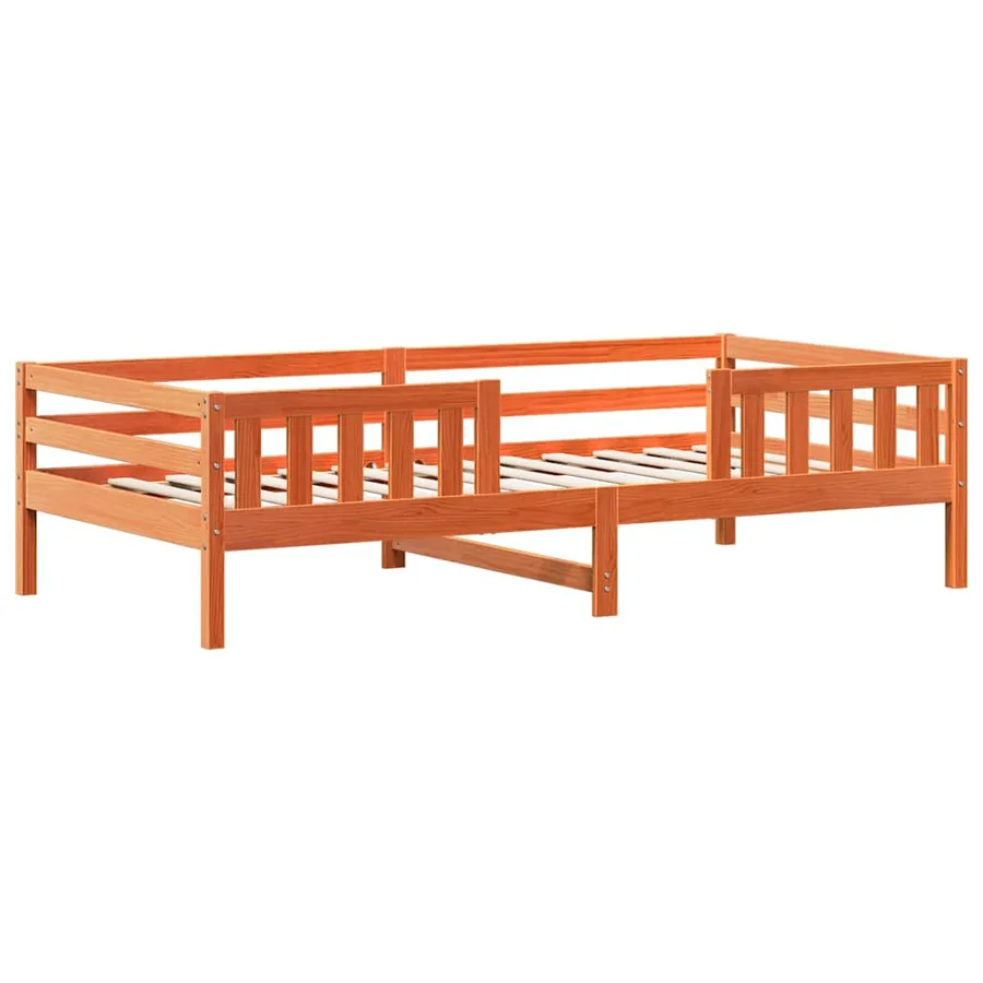 Cadre de lit sans matelas cire marron 75x190 cm bois pin massif - 2