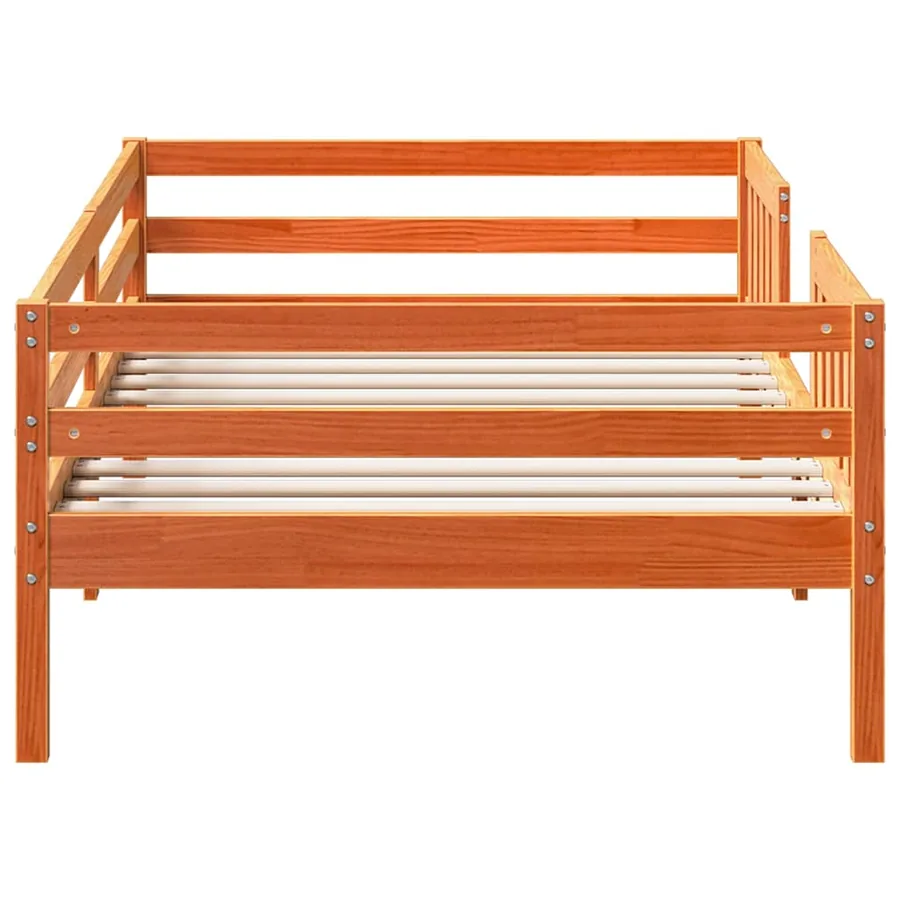 Cadre de lit sans matelas cire marron 75x190 cm bois pin massif - 4