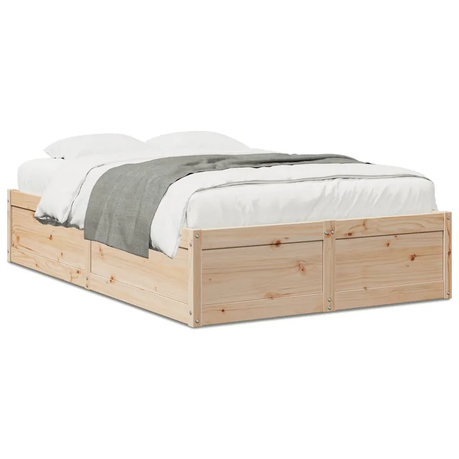 Cadre de lit sans matelas 135x190 cm bois de pin massif - 2