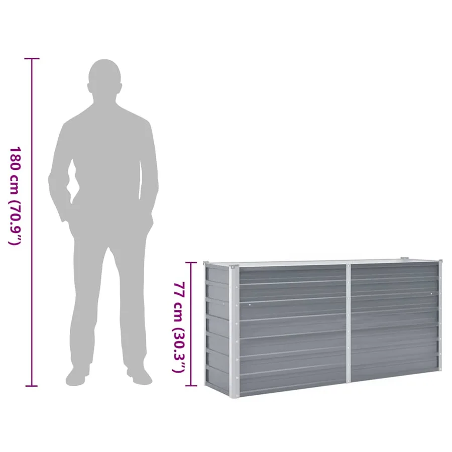 Garden raised bed Galvanised steel 160x40x77 cm Grey - 8