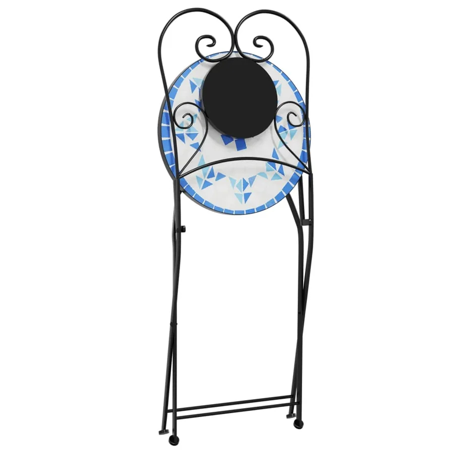 Chaises de bistro pliables lot de 2 bleu et blanc céramique - 8