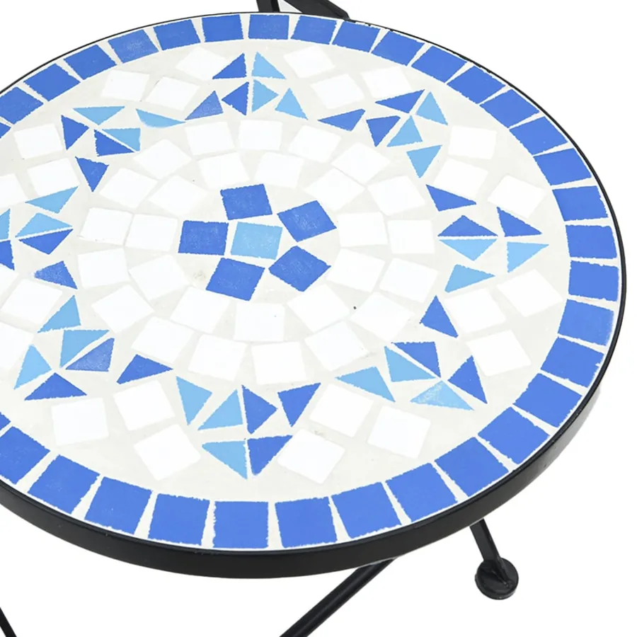 Chaises de bistro pliables lot de 2 bleu et blanc céramique - 9