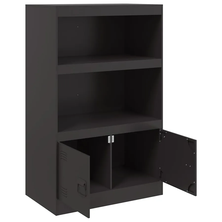 Buffet noir 67x39x107 cm acier - 7