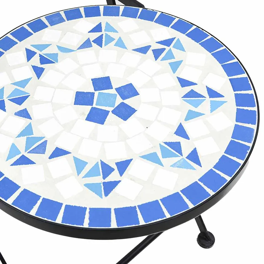 Ensemble de bistro mosaïque bleu et blanc fer et céramique - 11