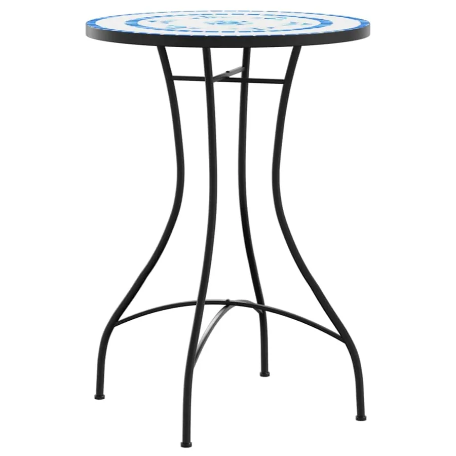 Ensemble de bistro mosaïque bleu et blanc fer et céramique - 3