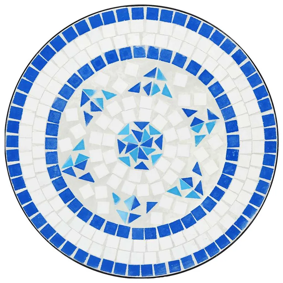 Ensemble de bistro mosaïque bleu et blanc fer et céramique - 6
