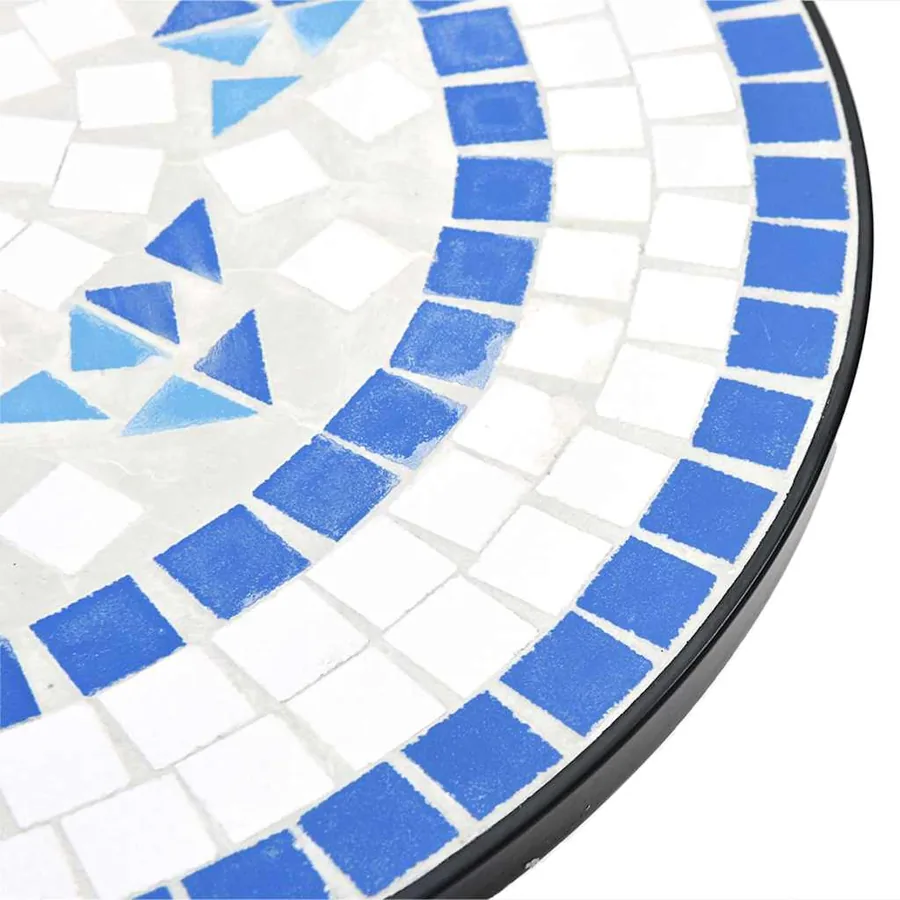 Ensemble de bistro mosaïque bleu et blanc fer et céramique - 7