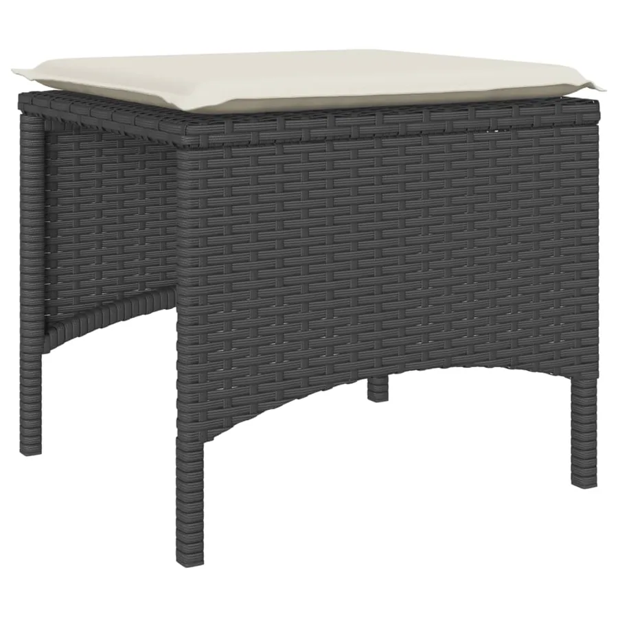Canapé de jardin 2 places avec table et tabourets noir rotin - 8