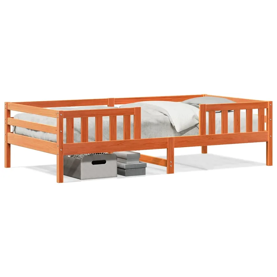 Cadre de lit sans matelas cire marron 80x200 cm bois pin massif - 2