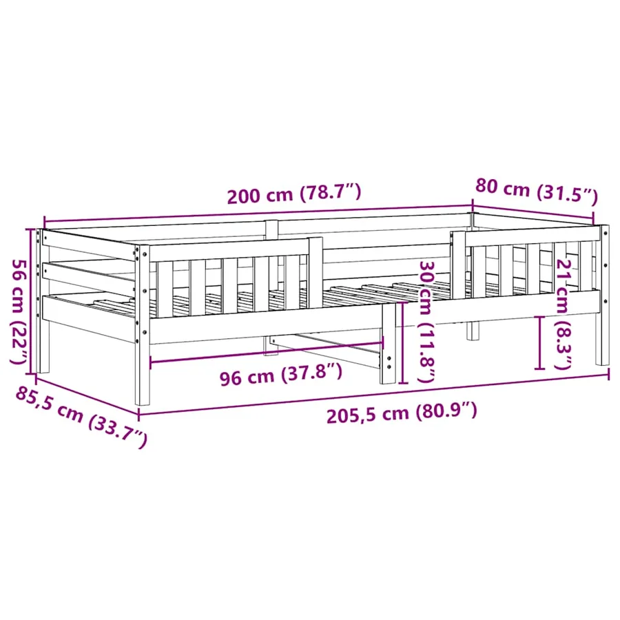 Cadre de lit sans matelas cire marron 80x200 cm bois pin massif - 9