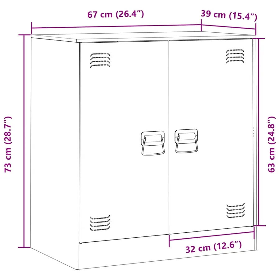 Buffet noir 67x39x73 cm acier - 14