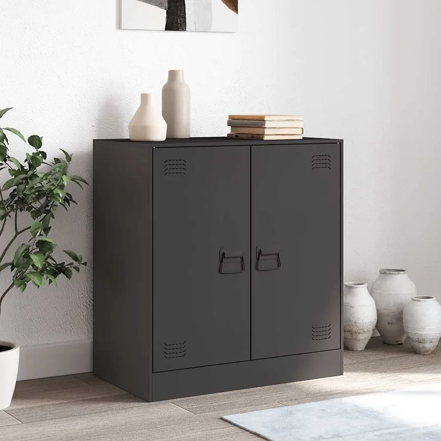 Buffet noir 67x39x73 cm acier - 3