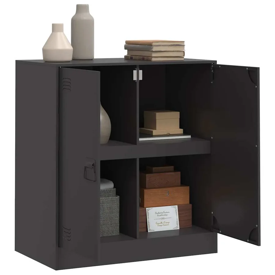 Buffet noir 67x39x73 cm acier - 4