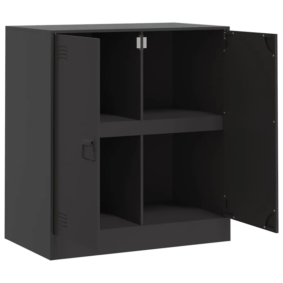Buffet noir 67x39x73 cm acier - 7