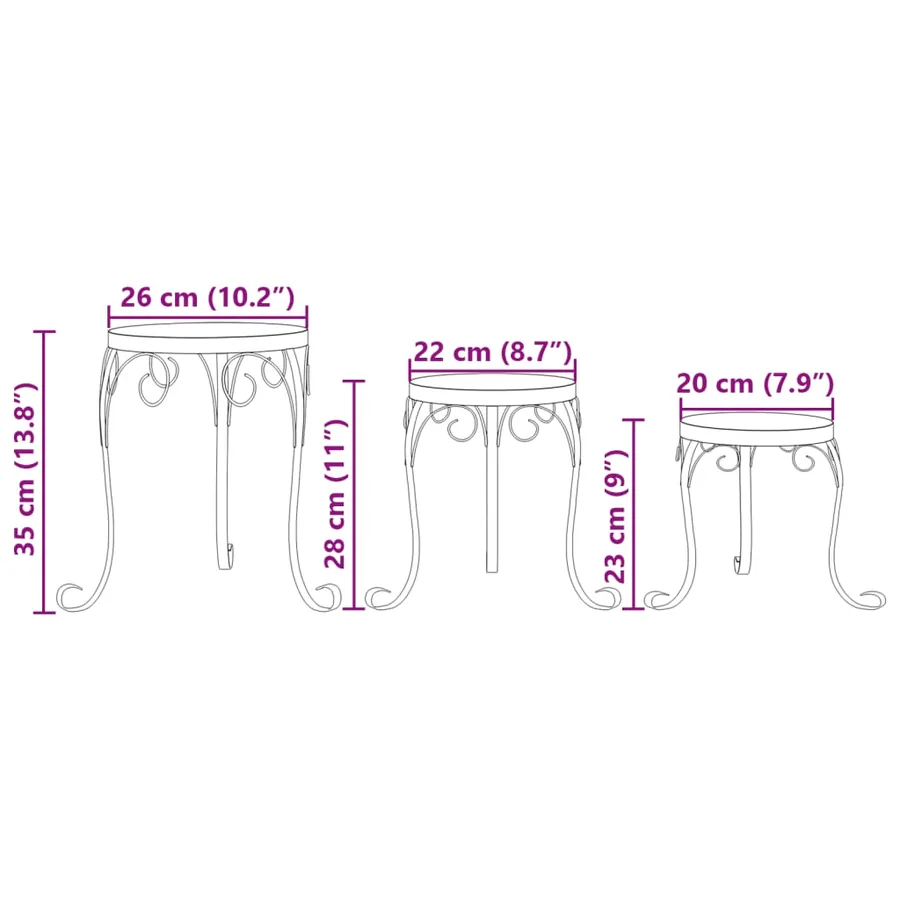 Supports pour plantes 3 pcs bleu et blanc céramique - 9