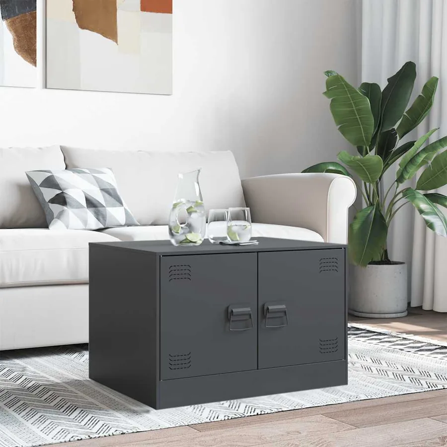 Table basse anthracite 67x50x44 cm acier - 3