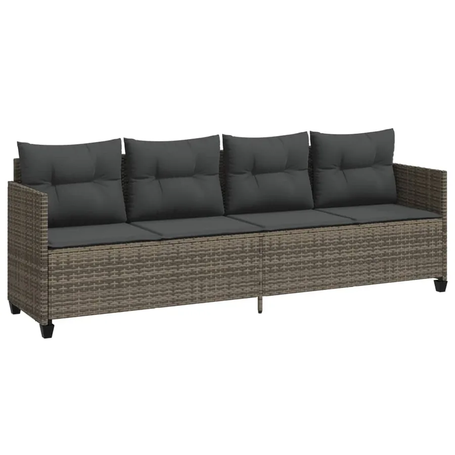 Salon de jardin 5 pcs avec coussins gris résine tressée - 3